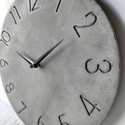 Modern Concrete Wall Clock Charcoal Grey Numbered Design, Silent - thumbnail 2