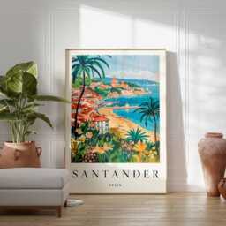 Santander Spain Poster Coastal Travel Print, Cantabria Wall Art - thumbnail 2