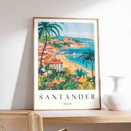 Santander Spain Poster Coastal Travel Print, Cantabria Wall Art - thumbnail 1