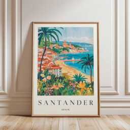 Santander Spain Poster Coastal Travel Print, Cantabria Wall Art - thumbnail 3