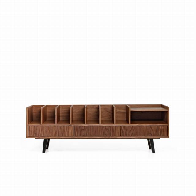 "Open Cabinet For Vinyl Records & Books Walnut ""Poppy" - image 1