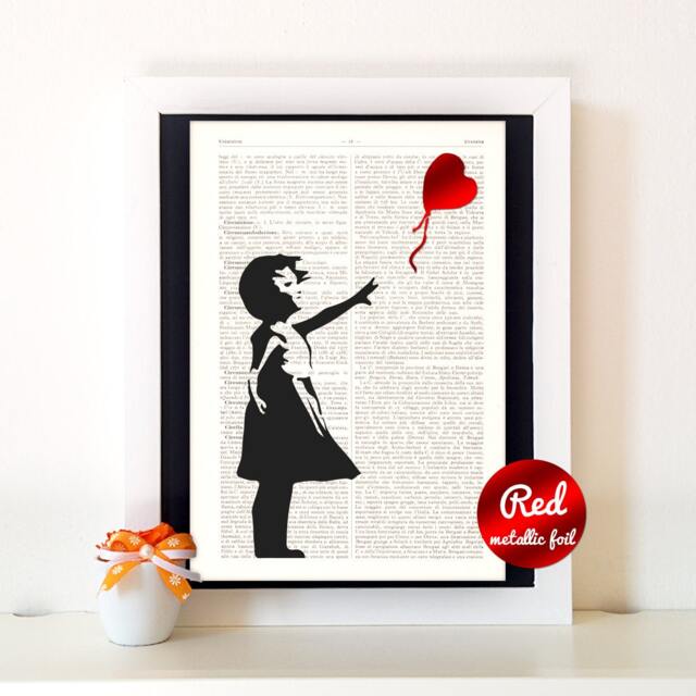 Girlfriend Gift, Gift For Her, 1st Anniversary Women, Gift Wife, Valentines Day Gift, Wall Decor, Wall Art, Banksy Heart, -11 - image 1