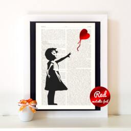 Girlfriend Gift, Gift For Her, 1st Anniversary Women, Gift Wife, Valentines Day Gift, Wall Decor, Wall Art, Banksy Heart, -11 - thumbnail 1