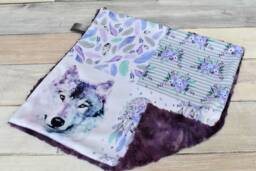 Wolf Lovey - Purple Mini Blanket Security Baby Gift Lovie - thumbnail 1