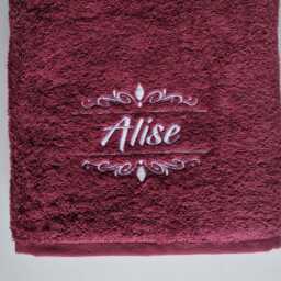 Custom Embroidery Personalized Monogrammed Hand & Bath Towel/Gift Initials Name On Maroon Navy Gray White Beige Brown - thumbnail 3