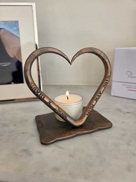 8Th Bronze Anniversary T Light~ Personalised Wedding Gift~ For Him Her Couples~ Candles Home Decor~ 8 Year Gift - image 1