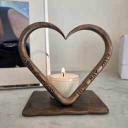 8Th Bronze Anniversary T Light~ Personalised Wedding Gift~ For Him Her Couples~ Candles Home Decor~ 8 Year Gift - thumbnail 2