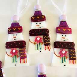 Fused Glass Snowman Tree Decoration - Christmas Decoration, Snowman Cornish Fused Glass - thumbnail 3