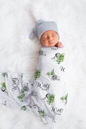 Wolf Personalized Swaddle, Baby Woodland Blanket, Custom Name Hospital Shower Gift, Toddler - thumbnail 1