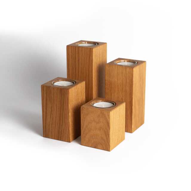 Tea Light Holder Made Of Oak Handmade I Different Sizes - Also in A Set Candle Table Decoration Wood Solid & Modern - image 1