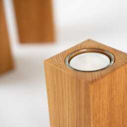 Tea Light Holder Made Of Oak Handmade I Different Sizes - Also in A Set Candle Table Decoration Wood Solid & Modern - thumbnail 3