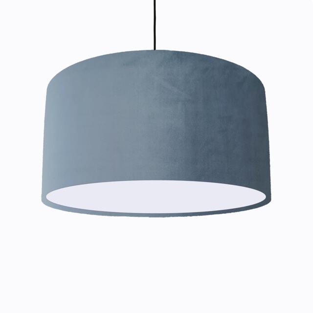 Light Dusky Blue Lampshade in Velvet With White Lining - image 1