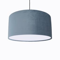 Light Dusky Blue Lampshade in Velvet With White Lining