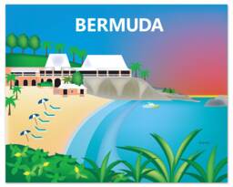 Bermuda Print, Beach Poster, Wall Art, Vacation Souvenir, East Whale Bay Travel Gift - Style E8-O-Bermu - thumbnail 1