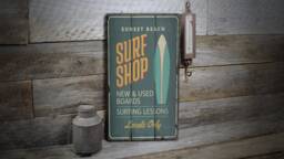 Surfers Shop Sign, Ocean Surfing Decor, Wave Surfs, Lover Wooden Sale Wall Decor - Old Sign - thumbnail 1