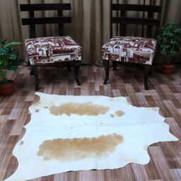 Brown & White Cowhide Rug Medium Hair-On Leather Area Rug - 48x50 Inches - thumbnail 4