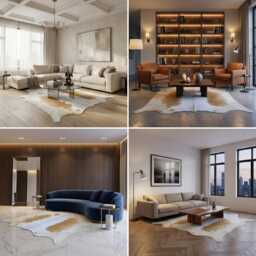 Brown & White Cowhide Rug Medium Hair-On Leather Area Rug - 48x50 Inches - thumbnail 2