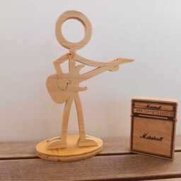 Handmade Wooden Guitarist Figure, Gifts For Him, Music Art, Wood Sculpture, Her - thumbnail 4