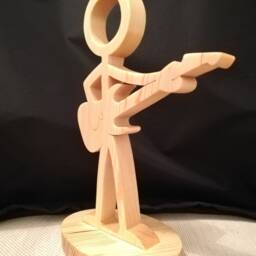 Handmade Wooden Guitarist Figure, Gifts For Him, Music Art, Wood Sculpture, Her - thumbnail 3