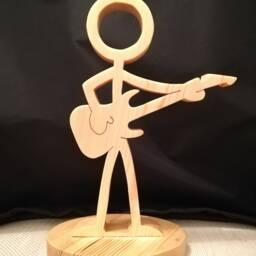 Handmade Wooden Guitarist Figure, Gifts For Him, Music Art, Wood Sculpture, Her - thumbnail 2
