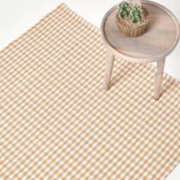 Luxury Handwoven Gingham Check Cotton Rug Eco-Friendly Hall Runner - thumbnail 1