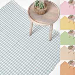 Luxury Handwoven Gingham Check Cotton Rug Eco-Friendly Hall Runner - thumbnail 4