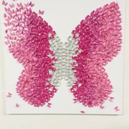 Pink Silver Ombre Butterfly Canvas Art, Handmade 3D Wall Decor - thumbnail 3
