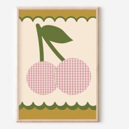 Gingham Cherry Print, Perfect For Teen & Tween Rooms - Print Only - thumbnail 2