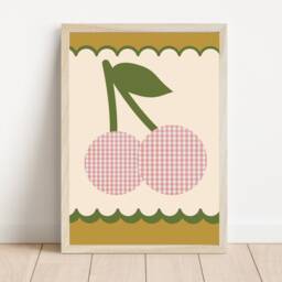 Gingham Cherry Print, Perfect For Teen & Tween Rooms - Print Only - thumbnail 3