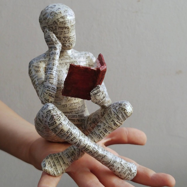 Reading Woman, Paper Mache, Bookshelf Decor, Bookish Gift - image 1