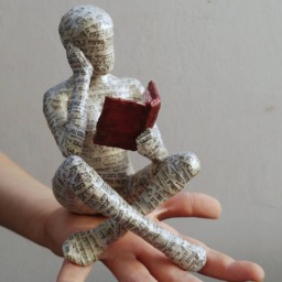Reading Woman, Paper Mache, Bookshelf Decor, Bookish Gift - thumbnail 1