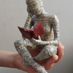 Reading Woman, Paper Mache, Bookshelf Decor, Bookish Gift - thumbnail 3