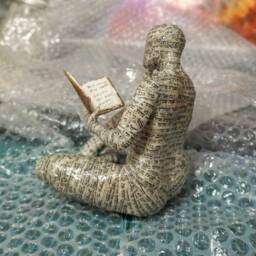 Reading Woman, Paper Mache, Bookshelf Decor, Bookish Gift - thumbnail 2