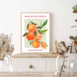 Grapefruit Art Print, Fruit Market, Modern Art, Market France, Kitchen Food Home Decor, Wall Prints, Posters - thumbnail 2