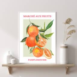 Grapefruit Art Print, Fruit Market, Modern Art, Market France, Kitchen Food Home Decor, Wall Prints, Posters - thumbnail 1