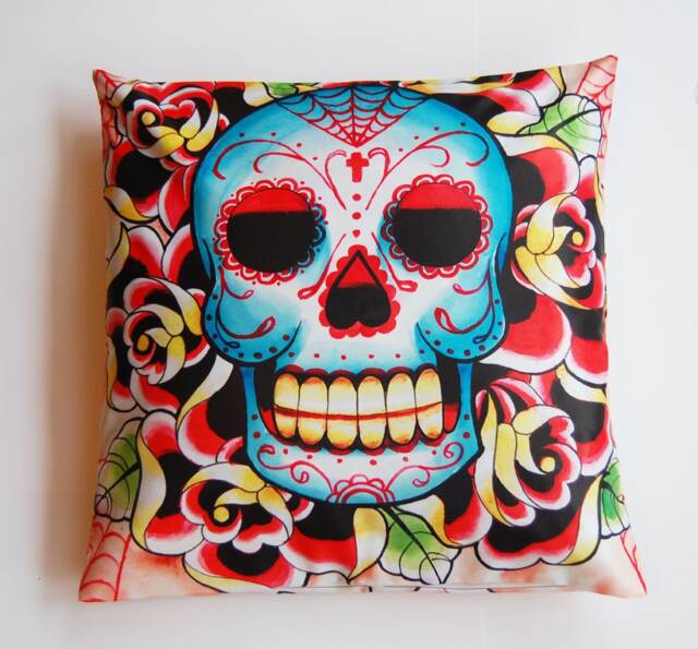 Sugar Skull Tattoo Flash - Pillow Case - image 1
