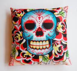 Sugar Skull Tattoo Flash - Pillow Case - thumbnail 1