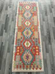 Handmade Tribal Wool Runner, Multicolour Artisan Afghan Turkish Persian Qashqai Moroccan Navajo Flatweave Kilim Rug 250x87 cm
