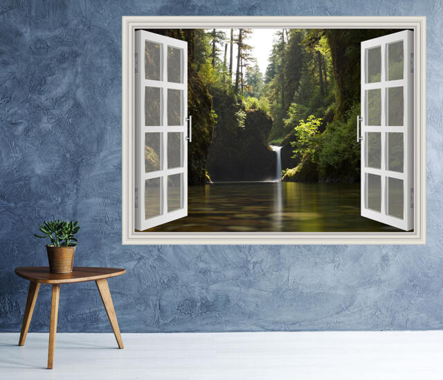 Forest Landscape Window 3D Wall Decal Art Removable Wallpaper Mural Sticker Vinyl Home Decor
