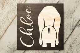 Personalized Dog Butt Leash Holder, Custom Pet Name Wood Sign For Mom Birthday Gift - thumbnail 1