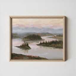 Pine Lake Poster, Mountain Landscape Print, Nature Wall Art, Paper - thumbnail 3