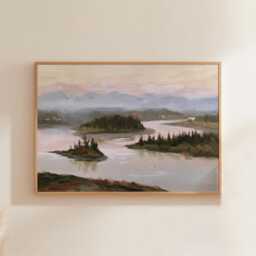 Pine Lake Poster, Mountain Landscape Print, Nature Wall Art, Paper - thumbnail 1