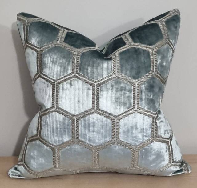Designers Guild Manipur Celadon & Omega Velvet Cushion Cover 45x45 cm - image 1