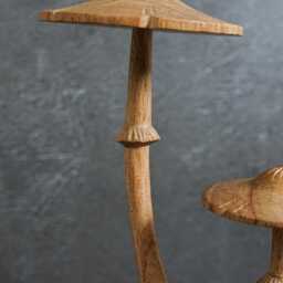 Handmade Wooden Mushroom Sculpture Driftwood Base, Rustic Home Decor 8.8 - thumbnail 4