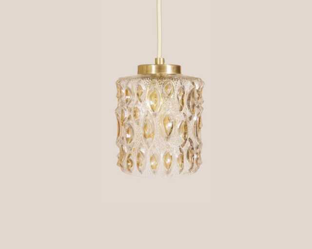 Plugin Brigita Yugochic Pendant Lamp Mcm Hanging Light Mini Chandelier Vintage Ceiling Small Fixture Retro Glass Gold Brass - image 1