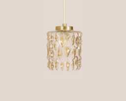 Plugin Brigita Yugochic Pendant Lamp Mcm Hanging Light Mini Chandelier Vintage Ceiling Small Fixture Retro Glass Gold Brass - thumbnail 1