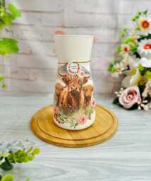 Handmade Decoupage Highland Cow Glass Vase, Floral Home Decor - thumbnail 1