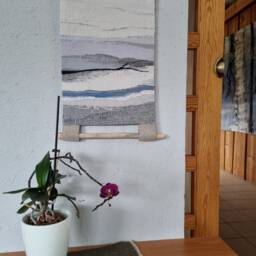 Woven Tapestry Wall Hanging Abstract Fiber Art Decor - thumbnail 4