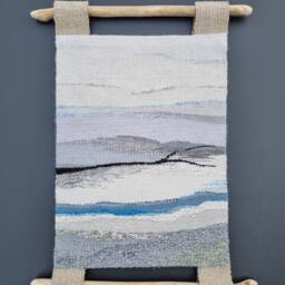 Woven Tapestry Wall Hanging Abstract Fiber Art Decor - thumbnail 2