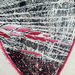 Heart Embroidery Hoop Art Pink Stitched Wall Decor - thumbnail 4